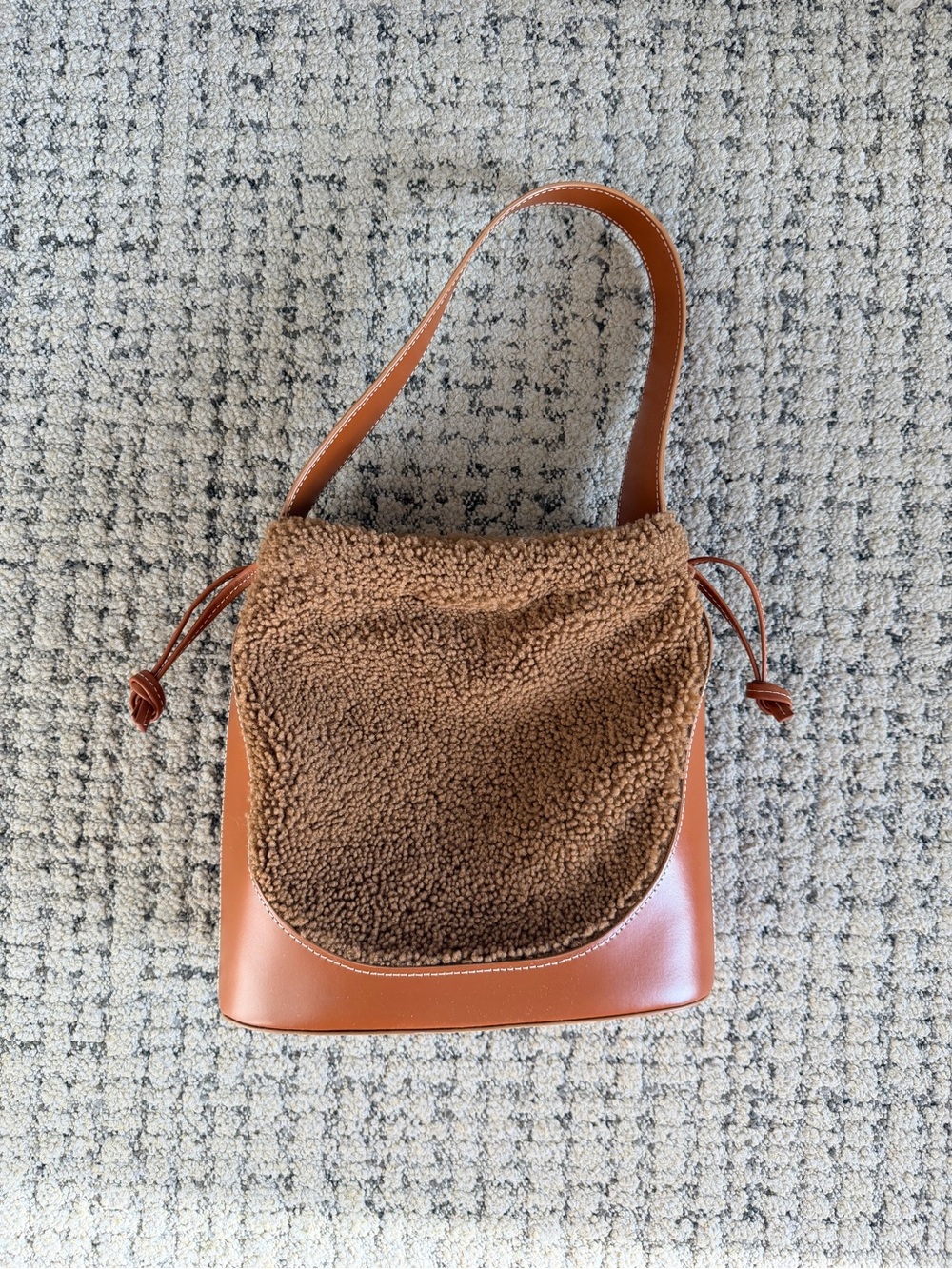 STAUD Cinch Shearling Bucket Bag